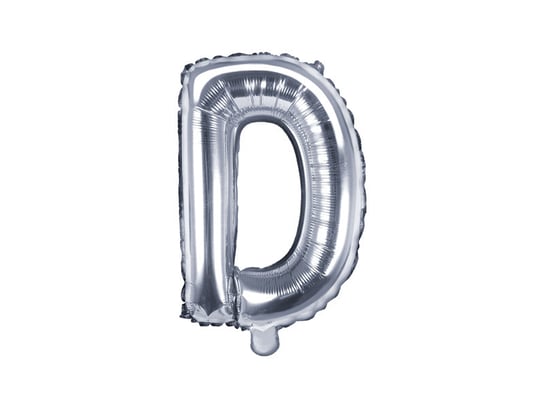 Balon foliowy, litera D, srebrny, 35 cm PartyDeco