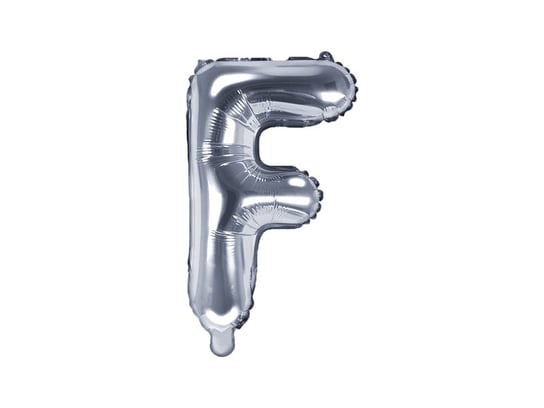 Balon foliowy, litera F, srebrny, 35 cm PartyDeco
