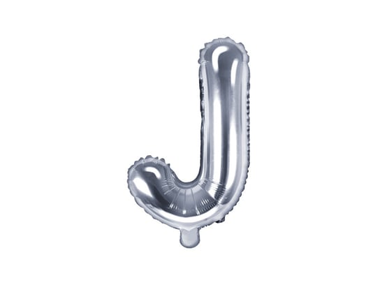 Balon foliowy, litera J, srebrny, 35 cm PartyDeco