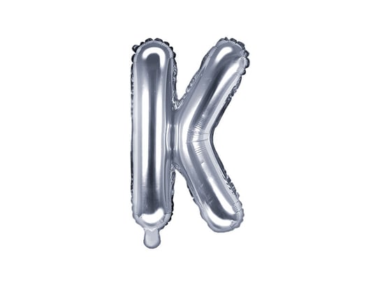 Balon foliowy, litera K, srebrny, 35 cm PartyDeco