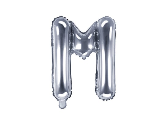 Balon foliowy, litera M, srebrny, 35 cm PartyDeco