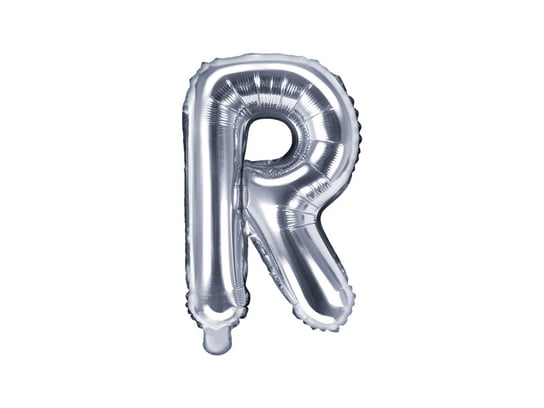 Balon foliowy, litera R, srebrny, 35 cm PartyDeco