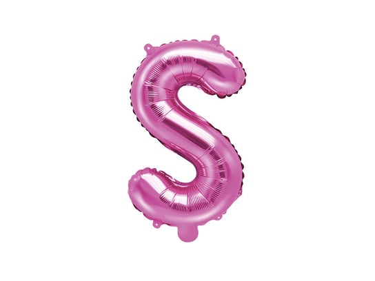 Balon foliowy, Litera S, 35 cm, ciemny różowy PartyDeco