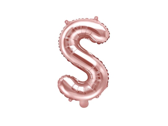 Balon foliowy, Litera S, 35 cm, różowe złoto PartyDeco