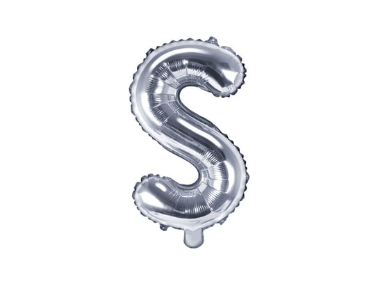 Balon foliowy, litera S, srebrny, 35 cm PartyDeco