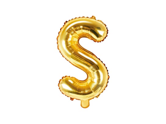 Balon foliowy, litera S, złoty, 35 cm PartyDeco