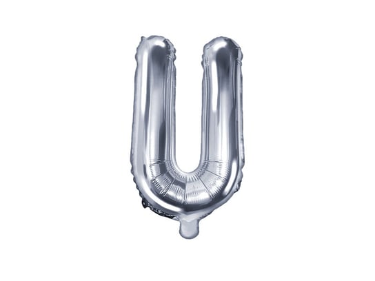 Balon foliowy, litera U, srebrny, 35 cm PartyDeco