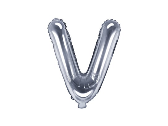 Balon foliowy, litera V, srebrny, 35 cm PartyDeco
