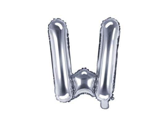 Balon foliowy, litera W, srebrny, 35 cm PartyDeco