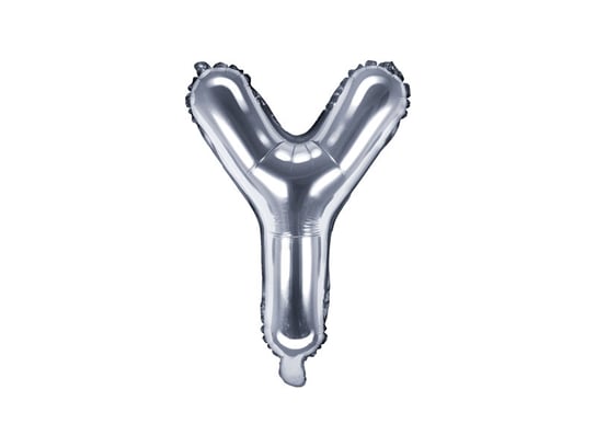 Balon foliowy, litera Y, srebrny, 35 cm PartyDeco