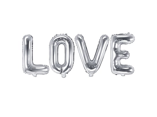 Balon foliowy, love, 140x35 cm, srebrny PartyDeco