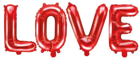 Balon foliowy Love, 140x35cm, czerwony somgo