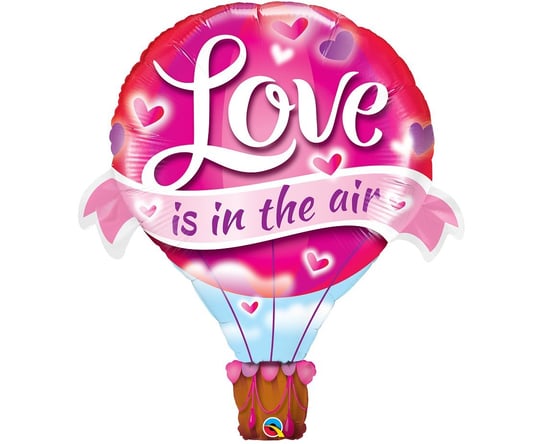 Balon foliowy, Love is in the air, 42", różowy Qualatex