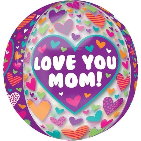 Balon foliowy, Love You Mom, 38 cm, 1 sztuka AMSCAN