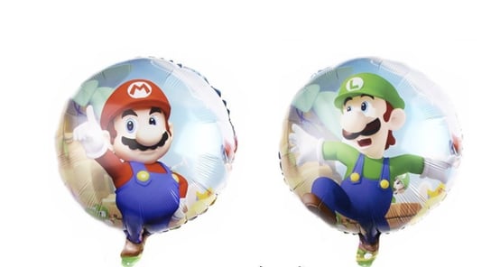Balon foliowy MARIO BROSS, "Mario i Luigi" , dwustronny, 45 cm. Party spot