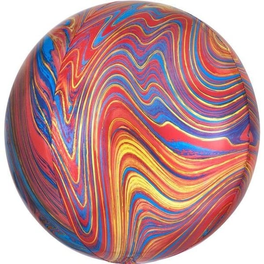 Balon foliowy, marmur, czerwony, 38x40 cm, 1 sztuka Amscan