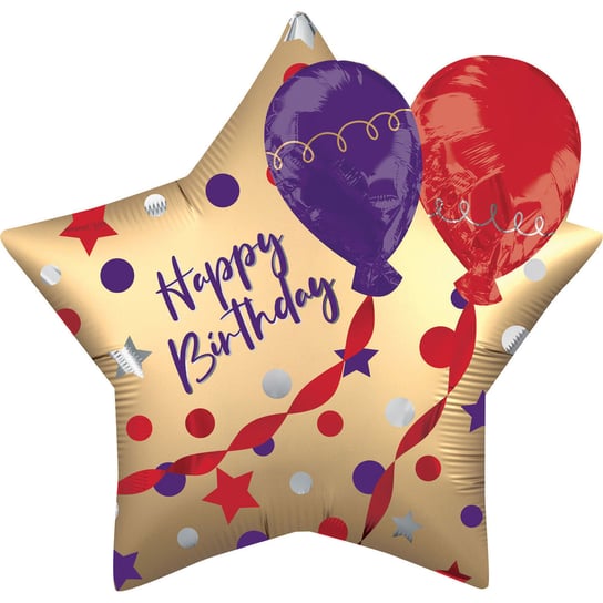Balon foliowy Multi 28" Gwiazda - Happy Birthday Anagram