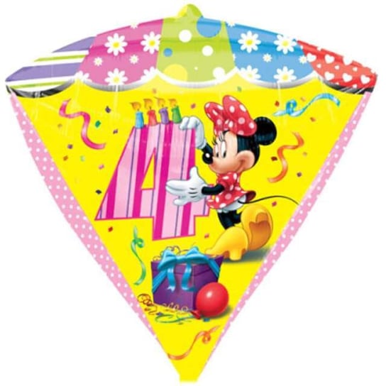 Balon foliowy, Myszka Minnie, 4. urodziny, 17" Amscan