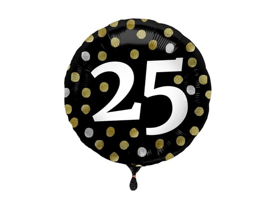 Balon foliowy na 25-te urodziny czarny - 45 cm - 1 szt. Folat
