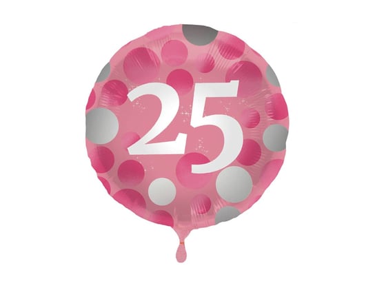 Balon foliowy na 25-te urodziny różowy - 45 cm - 1 szt. Folat