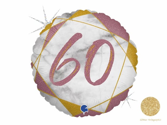 Balon foliowy na sześćdziesiątkę różowe złoto - 46 cm - 1 szt. Grabo Balloons
