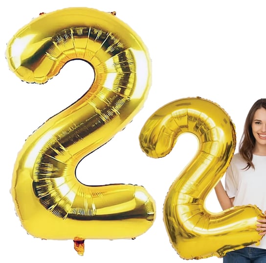 Balon Foliowy Na Urodziny Imprezy Cyfra Dwójka Dwa 2 Złoty Duży Xxl 100Cm Inna marka