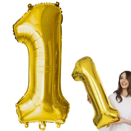 Balon Foliowy Na Urodziny Imprezy Cyfra Jedynka Jeden 1 Złoty Duży Xxl 95Cm Inna marka