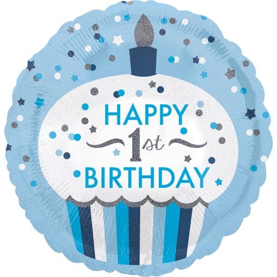 Balon Foliowy Niebieska Babeczka Na 1 Urodziny ABC