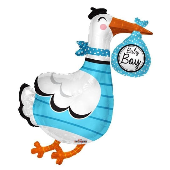 Balon Foliowy Niebieski Bocian na Baby Shower, 90 cm Inny producent