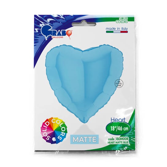 Balon Foliowy - Niebieskie, błękitne Serce 46 cm, Matowe Grabo Inna marka