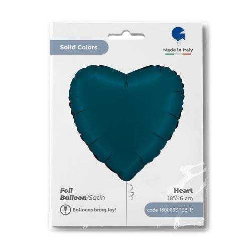 Balon Foliowy - Niebieskie Morskie Satynowe Serce 46 cm, Grabo GRABO