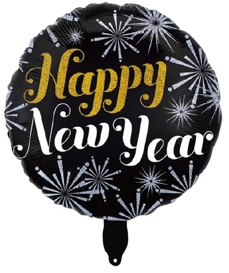 Balon foliowy okrągły Happy New Year czarny 45 cm Inny producent