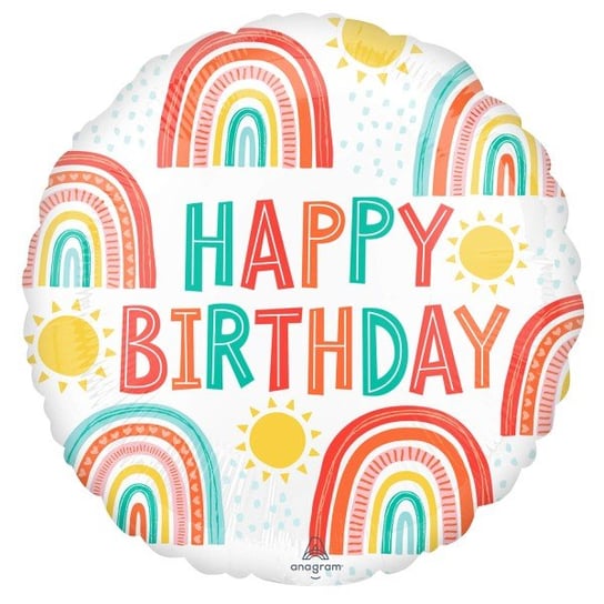 Balon foliowy okrągły Tęcza pastelowy na urodziny AMSCAN