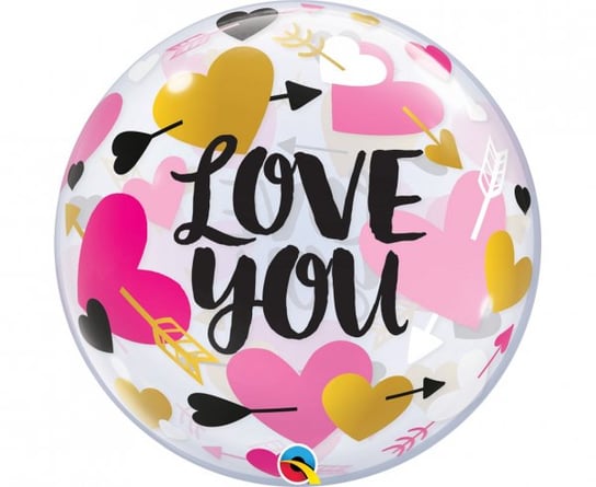 Balon foliowy, QL Bubble Poj. Love You, 22" Qualatex