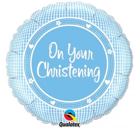 Balon foliowy, QL CIR - "On Your Christening Boy", 18" Qualatex