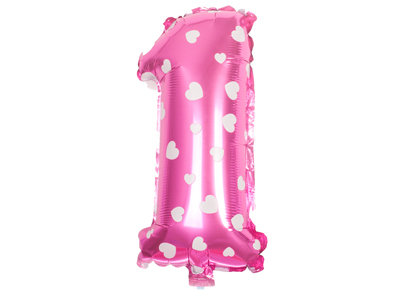 Balon foliowy różowy 40 cm balony cyfra roczek 1 somgo
