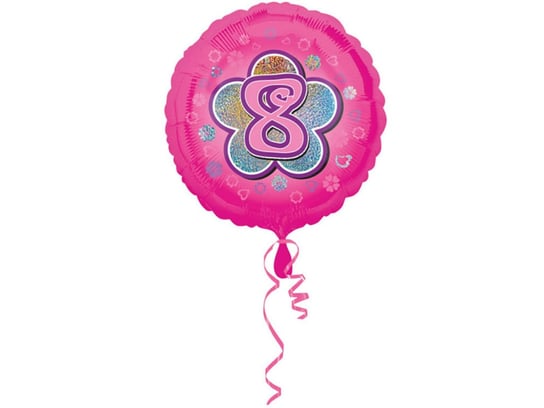 Balon foliowy różowy kwiatek na 8 urodziny - 43 cm - 1 szt. Amscan
