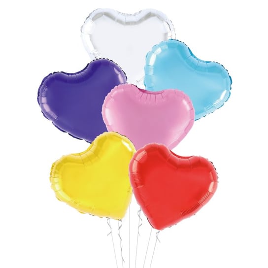 Balon foliowy serca mix kolorów 6 sztuk 46 cm PartyPal