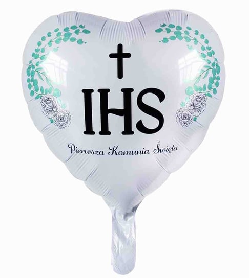 Balon Foliowy Serce IHS Pierwsza komunia Święta, 46cm PartyPal