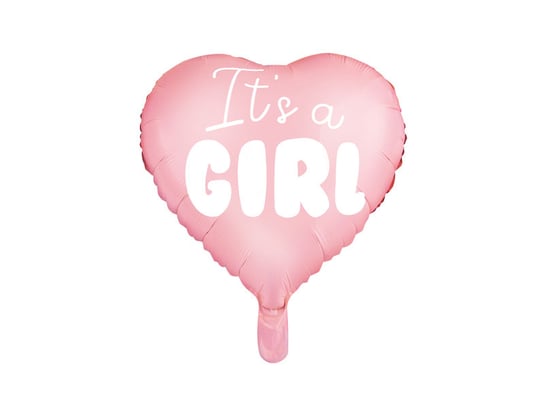 Balon foliowy, Serce - It's a girl, 45 cm, różowy PartyDeco