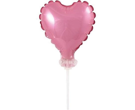 Balon foliowy, Serce na patyczku, 8 cm, różowy GoDan
