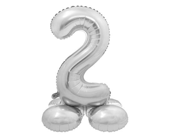 Balon foliowy Smart, Cyfra stojąca 2, srebrna, 72 cm Inna marka