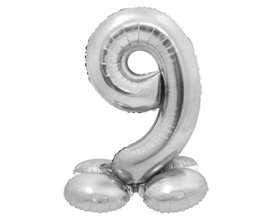 Balon foliowy Smart, Cyfra stojąca 9, srebrna, 72 cm Inna marka
