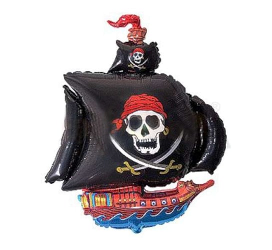 Balon foliowy, statek piracki, 14", czarny Flexmetal Balloons
