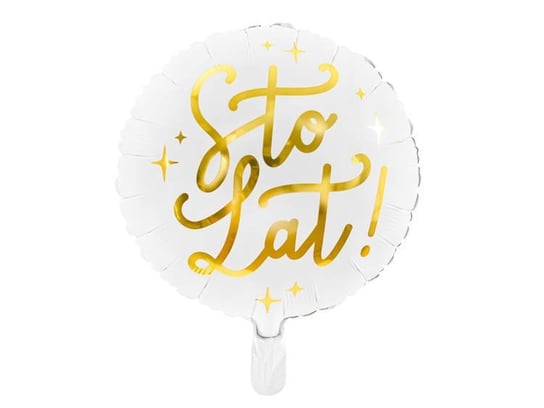 Balon foliowy Sto Lat!, biały, 35 cm PartyDeco