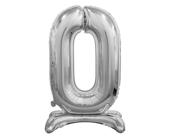 Balon foliowy stojący, B&C cyfra 0, srebrny, 74 cm GoDan