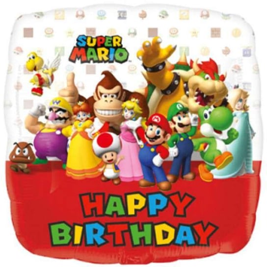 Balon foliowy, Super Mario, Happy Birthday, 17" Amscan