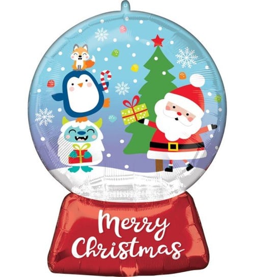 Balon foliowy świąteczny kula śnieżna z Mikołajem i Choinką AMSCAN