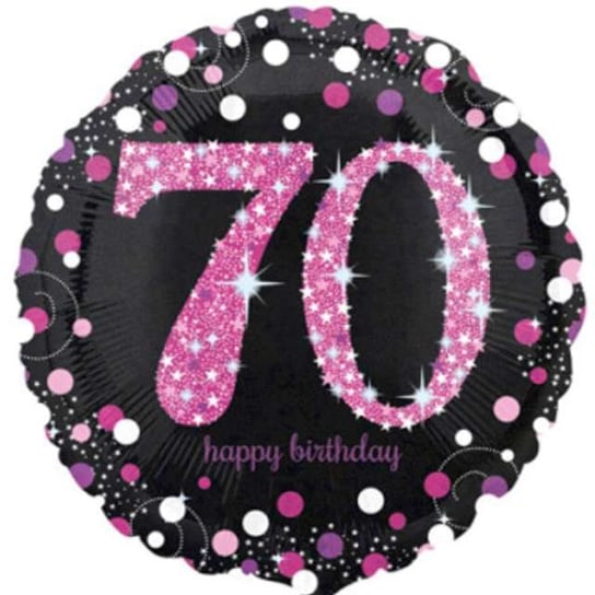 Balon foliowy, Urodziny 70, czarno-różowy, 18" Amscan