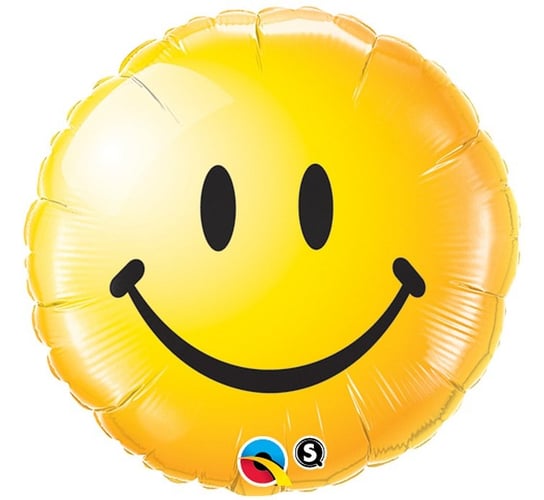 Balon foliowy, uśmiech, 18",  żółty Qualatex